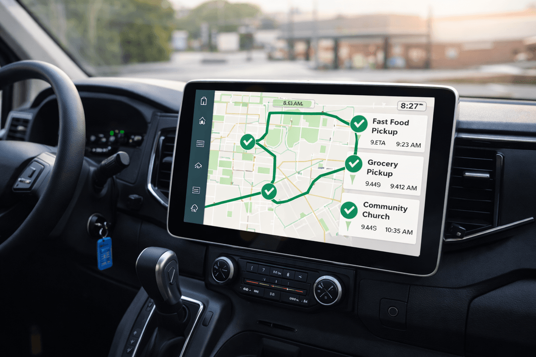 Driver monitoring deliveries on dashboard